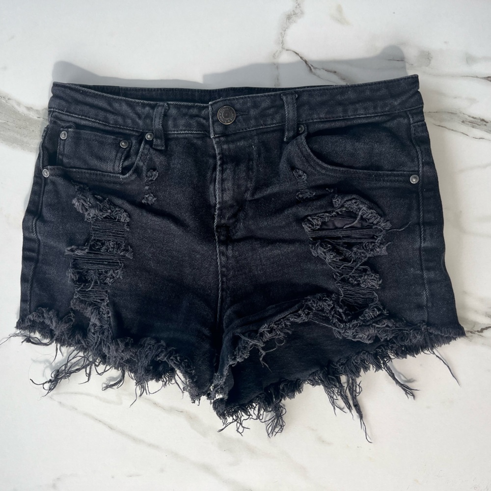 Size 9 Black Distressed Jean Shorts